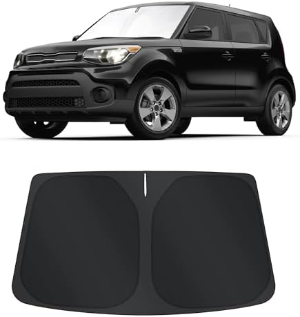 TINGLU Sun Shade for Kia Soul Base 2014-2019 Accessories Windshield Sun Shade Window Shade UV Rays Protection Sun Visor Cover with Steering Wheel Sunshade Storage Bag by TINGLU