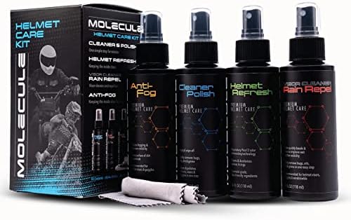 Molecule Helmet Care Kit | Premium Helmet Care | Includes Anti-Fog, Cleaner Polish, Helmet Refresh, and Rain Repel | Cleans and Details Helmets, Visors, and Goggles | 4 Ounces (1 Kit) by Molecule