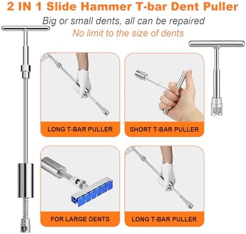 135pcs Dent Puller Kit, Paintless Dent Removal Kit for Dent Repair, Car Dent Repair Kit with T-Bar, Bridge Puller, Golden Lifter, Car Dent Remover for Car Refrigerator Door Ding Repair - Image 6