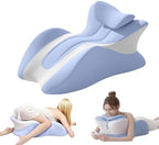 27° Contoured Stomach Lying Pillow, Ergonomic Memory Foam Prone Support Cushion with Adjustable Neck Rest, Washable Removable Cover for Gaming & Bed Relaxation,Blue by Unknown