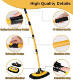 anngrowy 56.7" Car Wash Brush Mop Kit Mitt Sponge with Long Handle Car Cleaning Supplies Kit Tools Car Washing Duster Exterior Scratch Free, Chenille Replacement Head Extension Pole - Image 7