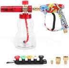 Foam Cannon Kit with Graffiti Short Pressure Washer Gun 3/8" Quick Connect M22-15mm Adapter Adjustable Snow Foam Bottle with 1/4" Quick Connect and 5 Nozzle Tips for Car Wash by Javneo