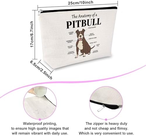 Pitbull Dog Gifts for Women Makeup Bag Pitbull Dog Lovers Gift Cosmetic Bag Pitbull Themed Gifts Pitbull Owner Gift Pet Dog Gift Pitbull Mom Gift Birthday Christmas Gifts for Her Travel Toiletry Bag - Image 2