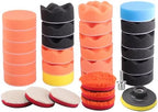 Drill Polishing Kit for Car, 3''(80mm) 32Pcs Car Foam Buffing Pads, Wool Pads Drill Buffing Pad, Wax Buffer Polisher Attachment with 5/8-11 Thread Backing pad & Adapters by ZFE