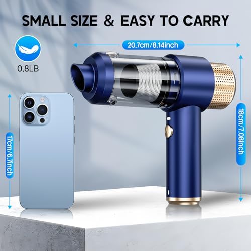 Handheld Car Vacuum Cleaner, 16000PA Hand Held Vacuum Portable Cordless, 2 in 1 Air Duster and Vacuum Cleaner with LED Light, Multi-Nozzles, 120W High Power Mini Vacuum for Home, Pet, Office - Image 7