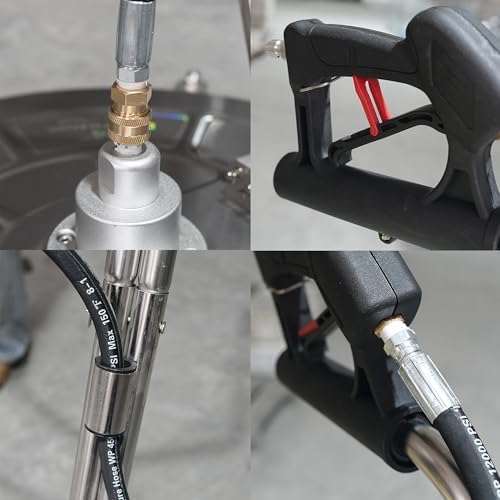 Hourleey 30" Pressure Washer Surface Cleaner with Dual Handles, Stainless Steel Surface Cleaner with 4 Wheels for Driveways, Pathway, Sidewalks, Patios, Decks, 4500 PSI with 3/8" Quick Connector Kit - Image 6