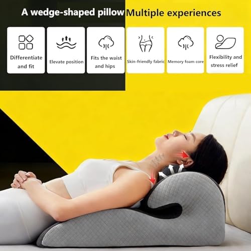 Premium Memory Foam Wedge Pillow for Couples & Pregnancysupport - Oversized Ergonomic Designwith Removable Washable Cover,Blue1 - Image 4