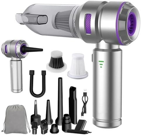Handheld Car Vacuum Cordless, 22000PA Strong Suction Mini Vacuum Cleaner with Brushless Motor, 4-in-1 Portable Vacuum for Car Detailing, Home, Office & Travel, Silver Purple by Unknown