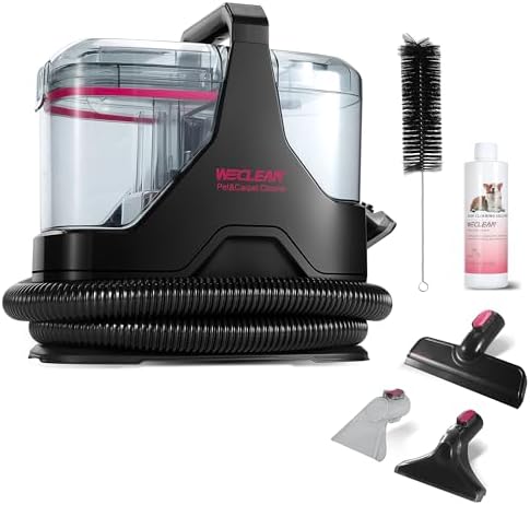 Portable Carpet Cleaner，18kPa Handheld Spot Cleaner for Upholstery and Car Interior，Pet Stain Remover with 500ml Tank，Lightweight for Sofa，Couch，Stairs，Mattress，Black and Pink by WECLEAN