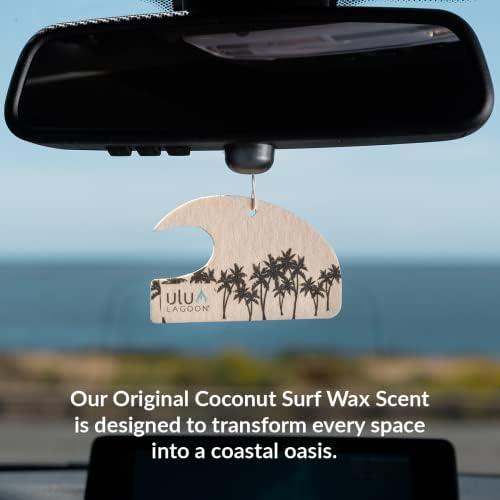 ulu Lagoon Hanging Car Air Freshener | Tropical Beach Coconut Surf Wax Scent Mini Wave | Long Lasting Car Freshener, Closet and Beyond | Made In USA | 3 Pack (Black Palms) - Image 2