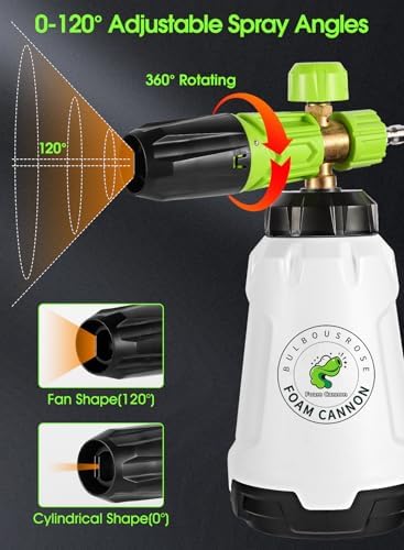 Foam Cannon for Pressure Washer (Wide Mouth), Stainless Steel Filter Thick Snow Car Wash Foam Gun, Adjustable Soap Cannon with 1/4“ Quick Connector, Additional 1.1mm Orifice Nozzle, 1L HDPE Bottle - Image 4