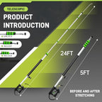 TOR 24 FT Telescoping Pressure Washer Wand with Pressure Washer Extension Wand,Gutter Cleaner Attachment, Pressure Washer Telescoping Wand with 5 Spray Nozzle Tips, 2 Hose Inlet Adapters, Brush Head - Image 7