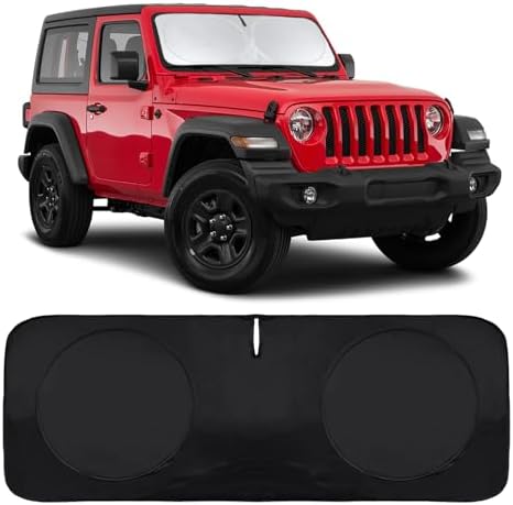 Sunshade Sun Shade for 2018-2024 2025 Jeep Wrangler JL JLu JK JKU Windshield Cover Custom Fit 2020-2025 2026 Jeep Gladiator Front Window Shields Protector 210T Reflective Blocks UV Rays Keep Cool by INSAUTO