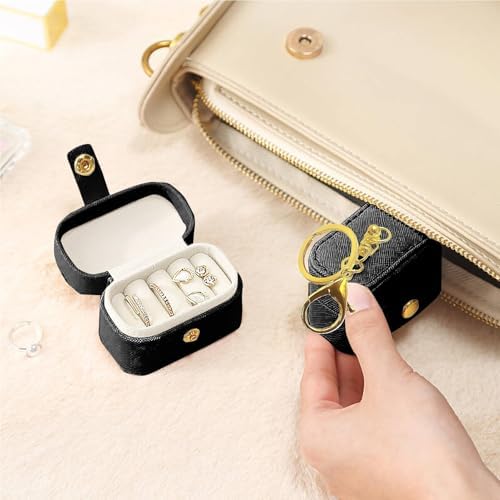 Ring Bearer Pillows for Dog Collar, PU Leather Wedding Ring Pillow Box for Pet, Mini Ring Holder Pouch Box, Earrings Storage Box for Proposal Engagement Wedding Ceremony Party (Black-2Pack) - Image 6