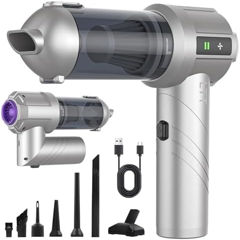 car Vacuum Portable Cordless, 18000PA Brushless Motor Hand Held Vacuum,Air Duster, 120W High Power Mini Vacuum Cleaner Foldable with LED Screen for Home, Car, Office, Pet by Unknown