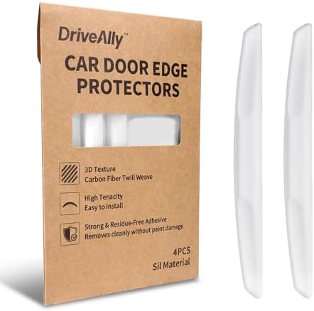 6 Inch 4Pcs 3D Carbon Fiber Texture Car Door Edge Protector Trim Strip Anti-Scratch and Anti-Collision Side Door Protectors Vehicle Exterior Accessories Sticker White by Unknown