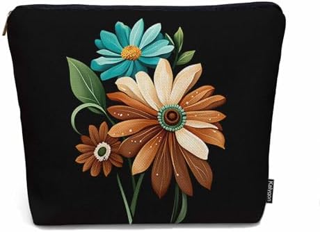 Makeup Bag Daisy Rose Makeup Bags For Purse Pouch, Blossom Floral Daisy Rose Travel Toiletry Bag Cosmetic Bag Makeup Bags Flax Makeup Organizer Bag Pencil Pouch For Man Woman by Unknown