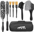 8Pcs Wheel Brush, Tire Brush, Wheel Cleaner Brush Set - 2 Soft Wheel Cleaning Brushes, Detailing Brush & Hard Tire Scrubber, Flexible and Durable Rim Cleaning Brush Kit for Wheels and Tires by TTRCB
