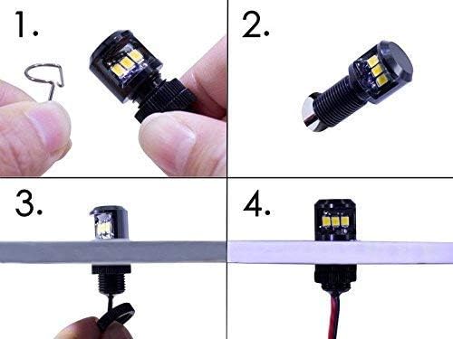 Oznium Side View LED Bolt - 12V LED Side Emitting Light for Bumper, Grille, Cars Interior, Dash, Ambient Lighting, Motorcycle with Aluminum Housing & Screw Nut (11 mm Black, Blue LED), 2-PACK - Image 6