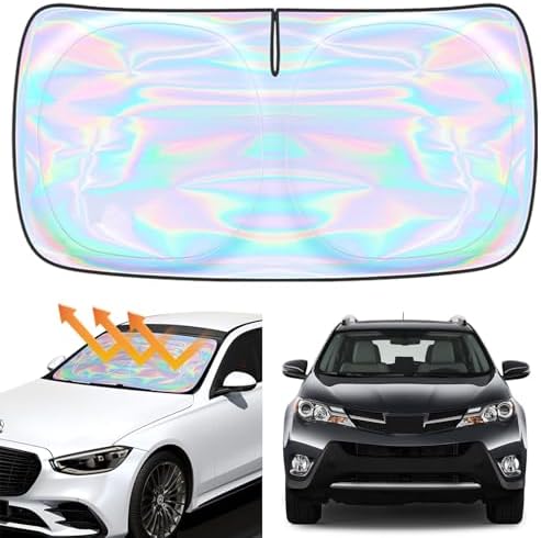 Windshield Sun Shade for Toyota RAV4 2013-2018 - 4 Layers Sunshade Compatible with Toyota RAV4 Foldable Front Window Sunshade Sun Visor Protector Block UV Rays Keep Your Car Cooler Car Accessories by Unknown