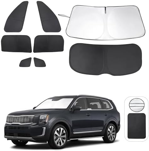 TINGLU Window Shades for Kia Telluride 2020 2021 2022 2023 2024 2025 Accessories Car Side Full Windows Rear Triangular Windshield Sun Shade Sun UV Rays & Privacy Protection for Camping 8PCS by TINGLU