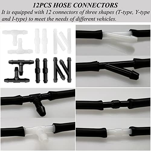 Windshield Washer Hose Repair Kit, Automotive Replacement Windshield Washer Hoses Connect Car Water Pump&Nozzles for Most Car Windshield Washer Tubing (4*4M Washer Fluid Hoses & 48Pcs Hose Connectors) - Image 5