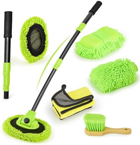 Car Wash Brush with Long Handle - Extendable Car Wash Mop & Sponge by WelcometoFarafox