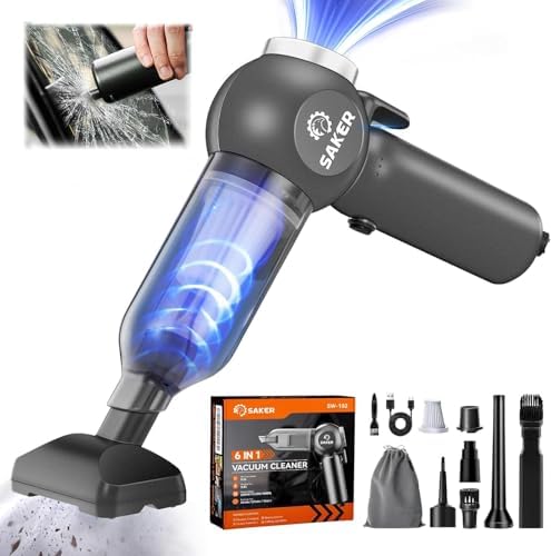 Saker Car Vacuum Portable 6-in-1 Cordless Vacuums, 20000PA SW102 Black by Saker
