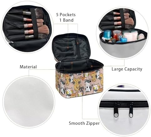 Kawaii Cat Makeup Bag Cosmetic Travel Pouch for Women Large Make Up Bags Portable Cosmetic Storage Bag with Handle Multi-functional Toiletry Bag - Image 5