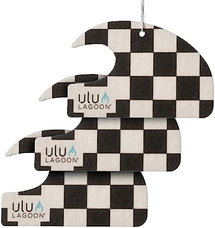 ulu Lagoon Hanging Car Air Freshener | Tropical Beach Coconut Surf Wax Scent Mini Wave | Long Lasting Car Freshener, Closet and Beyond | Made In USA | 3 Pack (Checker) by uluLAGOON