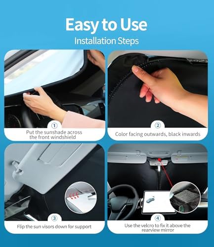 Custom-Fit for GMC Windshield Sun Shade, Car Sunshade Cover UV Block Car Front Window with Foldable Sun Shade Cover Cool Protection Visor, Designed for GMC Accessories (for GMC Envoy) - Image 4