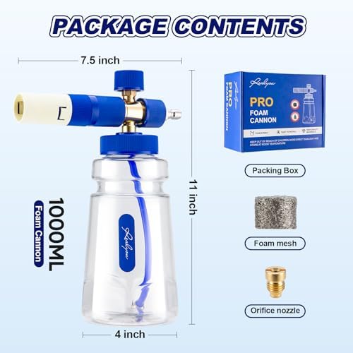 REALYOU Foam Cannon, Foam Cannon for Pressure Washer with 1/4 Inch Quick Connector, Additional 1.1mm Orifice Nozzle and 1L Bottle - Image 7