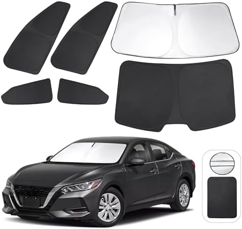 TINGLU Window Shades for Nissan Sentra 2020-2024 2025 Accessories Car Side Full Windows Rear Triangular Windshield Sun Shade Sun UV Rays & Privacy Protection for Camping,Napping,and Relaxing 6PCS by TINGLU