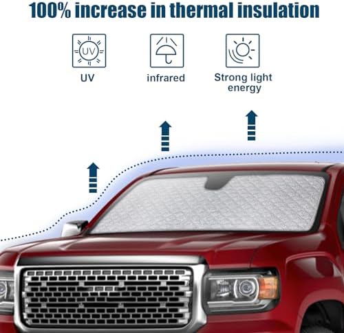 6 Layers Windshield Sun Shade for GMC Sierra 2019-2024 - Image 6