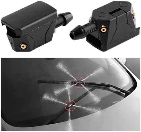2 PCS Front Windshield Washer Nozzles, 4 Holes Car Windshield Washer Wiper Arm Sprayer, Auto Left Right Windshield Washer Squirter Nozzle Replacement, Universal Vehicle Accessories by Unknown