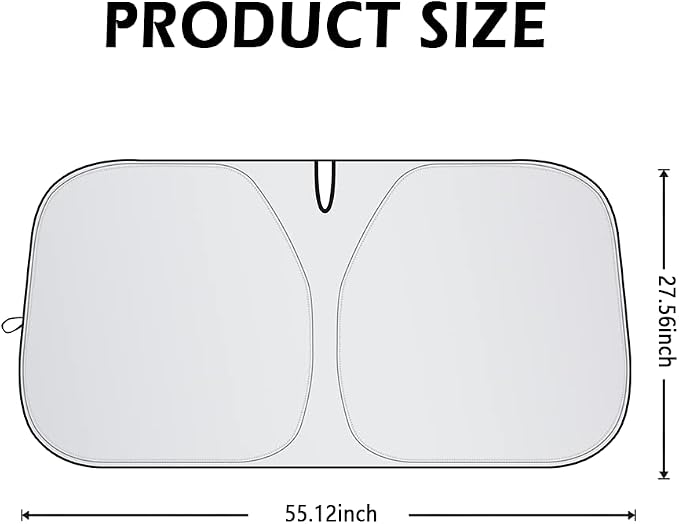 Car Shade Front Windshield-Portable Folding Car Windshield Sun Shade | UV&Heat Resistant Sun Blocker- Keeps Car Cool,Universal Windshield Cover Sun Shade Fit Car, Truck, SUV M(55.12*27.56inch - Image 2
