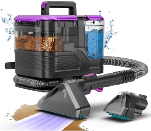 Portable Carpet Cleaner & Upholstery Cleaner Machine - 21Kpa Carpet Cleaner Machine, Self-Cleaning, Deep Cleaner for Pet Stains, Cars, Couch, Rug, Furniture with Dual Brush, Large Tank, Purple by yoomie