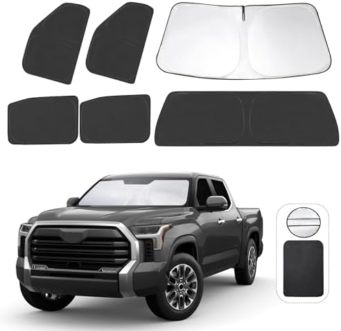TINGLU Window Shades for Toyota Tundra 2022-2025 2026 Accessories Car Side Full Windows Rear Triangular Windshield Sun Shade Sun UV Rays & Privacy Protection for Camping,Napping,and Relaxing 6PCS by TINGLU