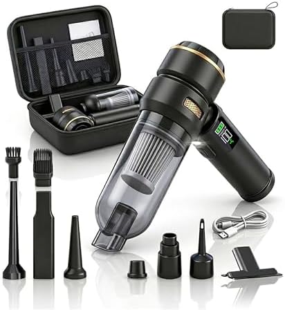 Handheld Car Vacuum Cleaner, 17000Pa High Power Cordless Vacuum Cleaner, 4-in-1 Portable Mini Air Duster, with LED Light and Multi-Nozzles, Vacuum for Car, Home, Office, Pet Hair by Unknown