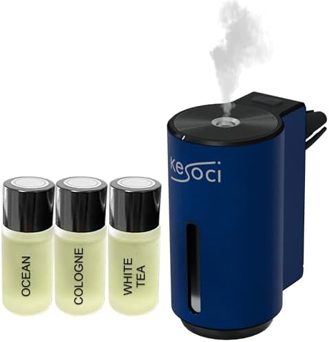 Smart Car Air Freshener: Revolutionary Smart Car Diffuser Vent Clip with 3 Exclusive 10 ml Fragrances (Blue (Fresh Essence Collection)) by KESOCI
