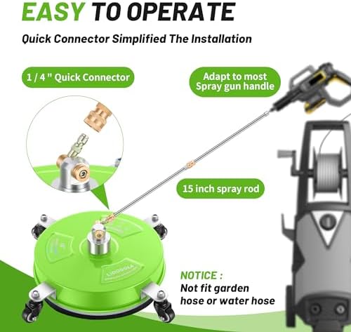 LidoDola 14'' Pressure Washer Surface Cleaner Green, Power Washer Accessory - Image 5