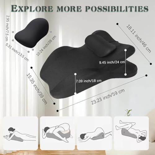 27-Degree Ergonomic Wedge Pillow for Couples, Premium Memory Foam Body Positioner for Intimacy, High-Density Pelvic & Lumbar Support Cushion, Contoured Bedroom Aid for Sweet Spot & Comfort(Black) - Image 3