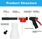 Car Foam Gun, Juqiboom - Adjustable Ratio Dial Car Snow Soap Gun Fit Low Water Pressure Universal Standard Garden Hose, Blaster Car Washer Sprayer for Home Garden Use - Image 2
