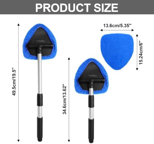Uenhoy 13 Pcs Car Window Cleaning Kit, Windshield Cleaner Tool with Extendable Handle, 8 Microfiber Pads & 2 Spray Bottles & Brush, Auto Glass Wiper for Car and Home Window Cleaner, Blue - Image 3