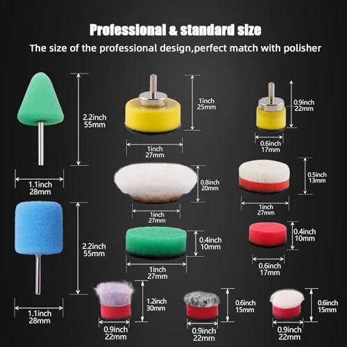 Mini Buffing Polishing Pads, 32Pcs Mini Detail Polisher Pads Use On Rotary Tools,Cordless Electric Drill, Polisher Tool for Tight Area Detailing Polishing Waxing and Sealing Glaze -HTDEPMIXUS - Image 3
