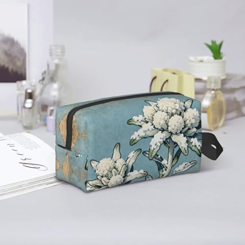 Edelweiss Flower with Snow Makeup Bag - Durable 600D Oxford Fabric Travel Cosmetic Bag, Shockproof Foam Padded Toiletry Organizer for Gym & Daily Use 10x6.2x4.9 Inch - Image 7
