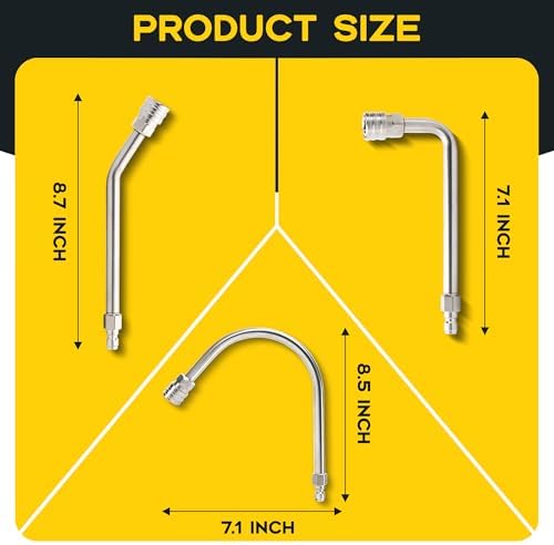 Pressure Washer Extension Wand with Gutter Cleaner Attachment, 30° 90° 120° Curved Rods, 1/4" Quick Connect Power Washer Lance, 4000 PSI - Image 4