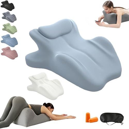 Memory Foam Couples Pillow, Reading Pillow for Bed, NeckPillow, 27° Lift Ergonomic Cushion for Intimacy Waterproof Posture Support Cushion for Sleeping Reading Relax(Blue,23"x18"x15") by Unknown