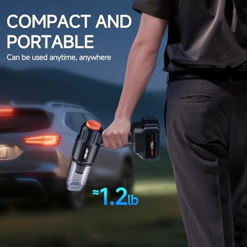 Car Vacuum Portable Cordless, High Power Suction & Blower, Handheld Vacuum Cleaner for Car, Home, Desktop, Keyboard,Birthday Gifts for Men Dad Husband(Obsidian Black) - Image 7