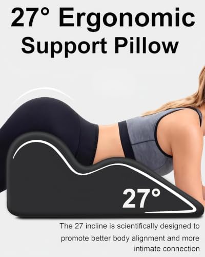 Memory Foam Intimacy Couples Pillow, 27° Ergonomic Wedge, Black - Image 4